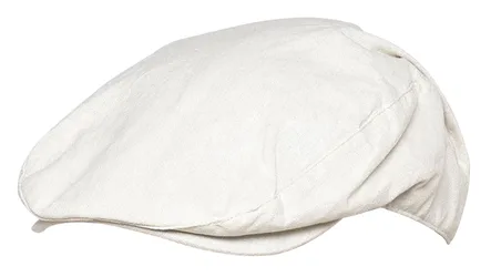 Mens Linen Flat Cap In Cream & Denim - Cotton - Size Medium/large
