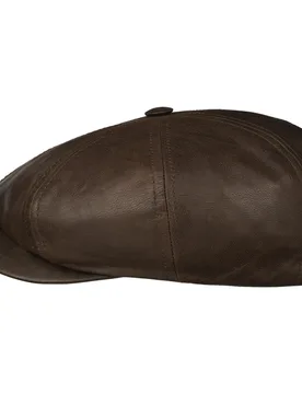 Panel Goat Nappa Flat Cap by - dark brown - Size: L (58-59 cm) - Balmoral - FashionsVida