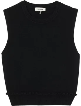 Jersey de mujer corto sin mangas con volante - sandro - FashionsVida