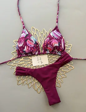 Conjunto de Bikini con Estampado Geométrico & Floral Tropical Casual Lindo Elegante Sexy Estilo Bohemio con Lazo Delantero para Mujeres, Vacaciones d - Shein - FashionsVida