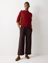 Pure Linen Wide Leg Ankle Grazer Trousers Purple female