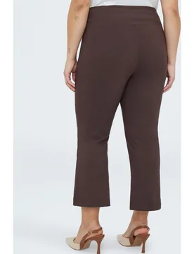 Pantalones de mujer kick flare cintura elástica asimétrica banda elástica asimétrica en la cintura para el máximo confort - Fiorella Rubino - FashionsVida