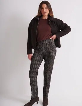 Women's Patterned Slim Leg Trousers in Brown Size: 18 - Brown - Size: 18 - Klass. - FashionsVida