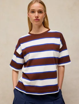 Pure Cotton Striped Midweight T-Shirt Brown Mix female - White stuff - FashionsVida