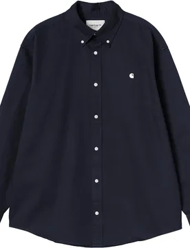 Chemise en coton biologique - L/S Og Madison Shirt Dark Navy en Coton - Taille S - Carhartt WIP - FashionsVida