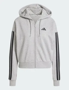 Felpa con cappuccio Essentials 3-Stripes French Terry Full-Zip XL Medium Grey Heather / Black - Adidas - FashionsVida