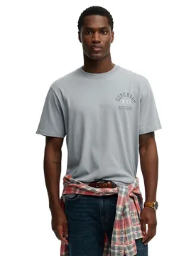 Maglietta A Maniche Corte Athletic Essential Washed Denim L - Superdry - FashionsVida