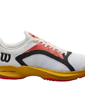 Hurakn 2.0 Padel Shoes White / Old Gold / Fiery Coral UK 12.5 - Wilson - FashionsVida