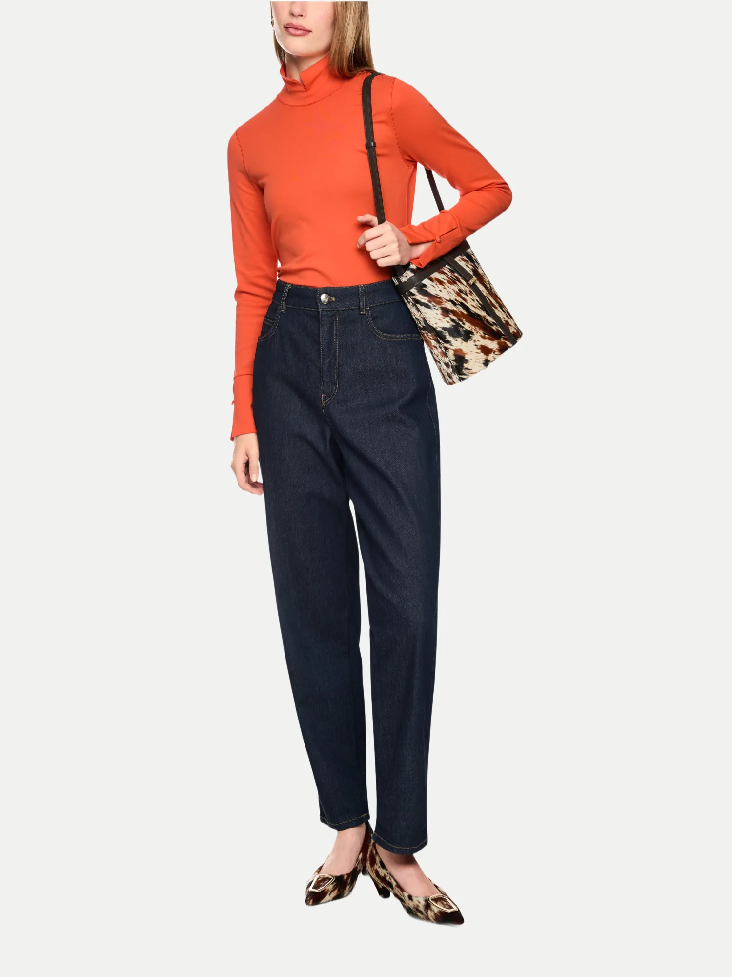 Cain Langarmshirt mit Stehkragen Orange 42 - Marc - FashionsVida