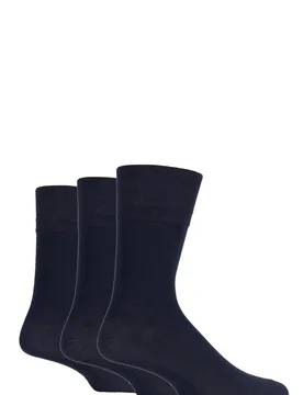 Mens 3 Pair Plain Cotton Socks Navy 6-11 Mens - Blue - Size: 6-11 Mens - Gentle Grip - FashionsVida