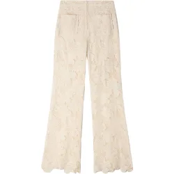 Pantalones de campana de mujer de guipur bordado talle alto