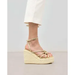 Sandalias de tiras de mujer con plataforma en yute