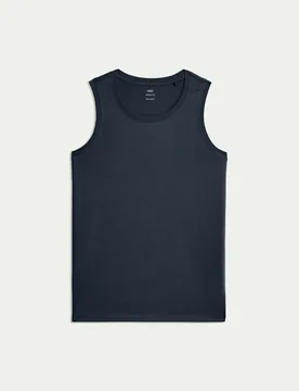 Pure Cotton Tank Top Dark Navy male - M&S - FashionsVida