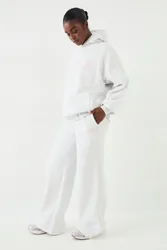 Womens Applique Straight Leg Jogger - Grey Cotton - Size Small