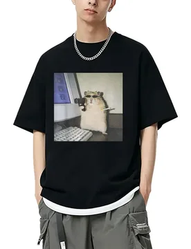 Gangster Rat Smoking Funny Meme T-shirt Men Women Fashion Oversized Short Sleeve T Shirt Men's Vintage Casual Cotton T-shirts - Aliexpress - FashionsVida