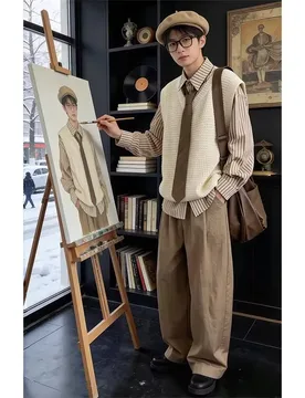 Japanese Retro Autumn Winter Knitted For Men And Women, College Style, Loose, Solid Color, Casual, Unisex, Couple's Sweater Vest - Aliexpress - FashionsVida