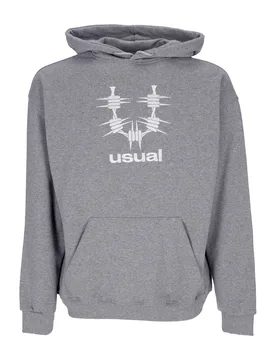 Felpa Leggera Cappuccio Uomo About Hoodie Grey Heather - USUAL - FashionsVida