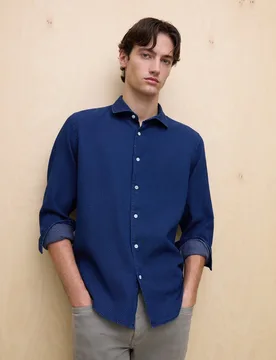 Camisa manga larga para hombre estructura denim jacquard - Easy Wear - FashionsVida