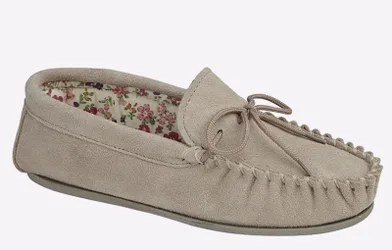 Lily Moccasin Slippers Womens - Grey - Size Uk 3