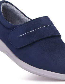 Polly Women's Extra Wide Slippers for Swollen Feet - Navy - Size: 9 XXW - Cosyfeet - FashionsVida