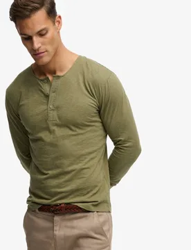 Superdry Herren The Merchant Store Henley-shirt mit Leichtem Stoff Khaki - Größe: L - 49.99 - FashionsVida