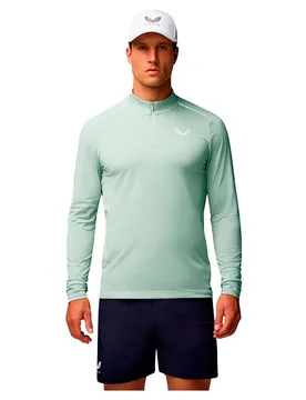T-shirt à Manches Longues Avec Demi-zip Apex Aeromesh Green S - Castore - FashionsVida