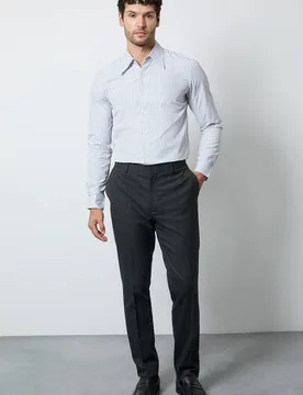Men's Dark Grey Herringbone Slim Fit Smart Trouser Size: 32R - Dark Grey - Size: 32R - Burton - FashionsVida