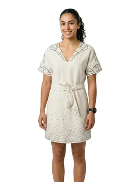 Vestito Corto A Maniche Corte Olenka Whitewash White XS - Pepe jeans - FashionsVida