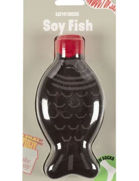 Pair Soy Sauce Fish Cotton Socks Soy Sauce One Size - Multi Coloured - Size: One Size - EAT MY SOCKS - FashionsVida