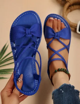Sandalias de moda para mujer, con diseño elegante de lazo y cruzado, cómodas y versátiles, adecuadas para diversas ocasiones, con múltiples opcion - Shein - FashionsVida