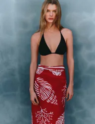 Bead Detail Triangle Bikini Top Black female