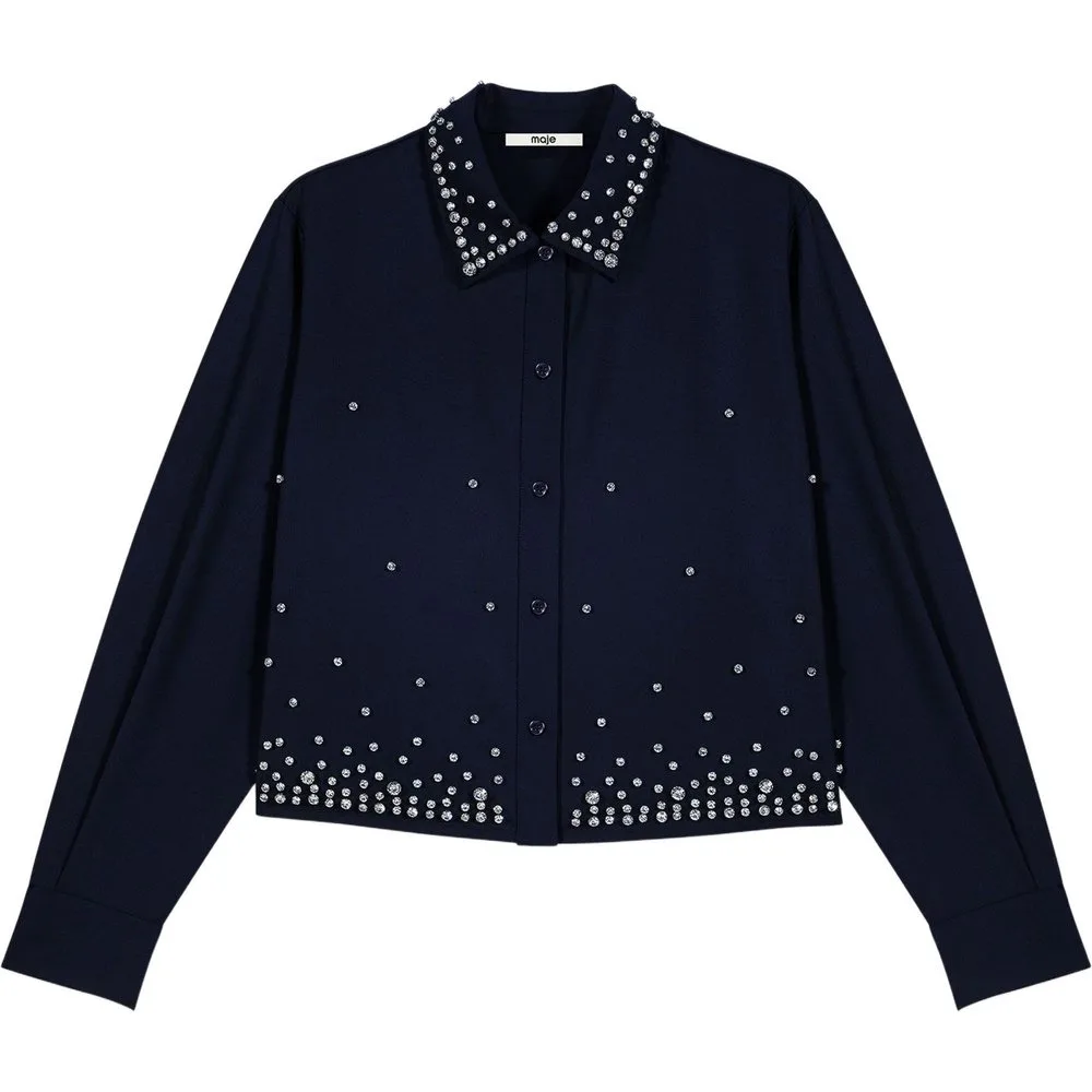 Camisa de mujer corta de lana con strass - Maje - FashionsVida