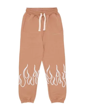 Pantalone Tuta Leggero Uomo Embroidery Flame Pants Terracotta - VISION OF SUPER - FashionsVida