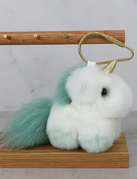 Cute Real Rex Rabbit Fur Keychain Unicorn Keyring for Women Bag Purse Car Decoration Christmas Present - Aliexpress - FashionsVida