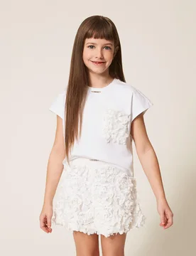 Twinset T-shirt boxy avec roses - TWINSET - FashionsVida