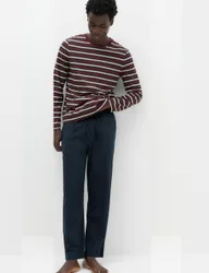 Pure Cotton Striped Pyjama Set Burgundy Mix male