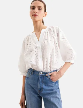 Stickerei Tunika mit Raglanärmeln Weiß 40 - Seidensticker - FashionsVida