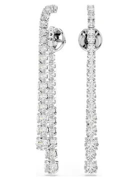 Orecchini pendenti Matrix, Sfumatura di tagli Round, Bianchi, Placcato rodio OS - Swarovski - FashionsVida