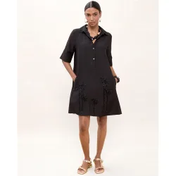 Vestido corto con detalle de palmeras a tono