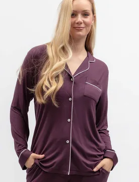 Modal Rich Revere Pyjama Top Plum female - Cyberjammies - FashionsVida