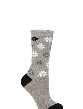 Women's 1 Pair SOCKSHOP 1.6 TOG Lite Patterned and Striped Socks St Moritz Snowflake Fairisle Grey 4-8 - Grey - Size: Small - Heat Holders - FashionsVida