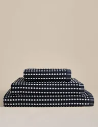 Pure Cotton Spotty Striped Towel Navy