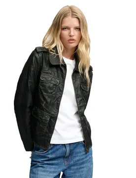 Veste Angelina Faux Black L - Superdry - FashionsVida