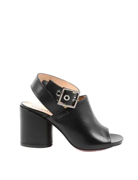 Womens Buckle Leather Heel Sandal - Black - Size Eu 41 - Dee Ocleppo - FashionsVida