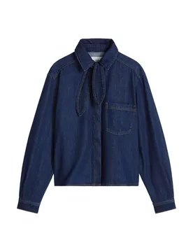 Denim Blouses Longsleeve, Boxy Fit, female - XS - FashionsVida