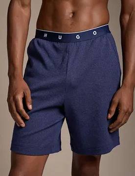Cotton Rich Jersey Logo Lounge Shorts Navy male - Hugo Boss - FashionsVida