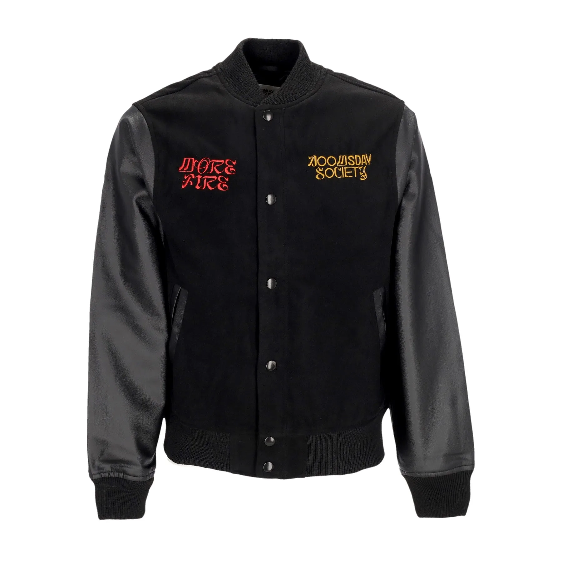 Giubbotto College Uomo More Fire Varsity Jacket Black - Doomsday - FashionsVida