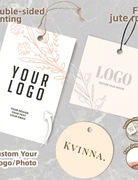 Piezas Etiquetas colgantes personalizadas, etiquetas de regalo personalizadas de doble cara, imprimir logotipo o imagen, con cuerdas de yute, para bot - Shein - FashionsVida