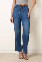 Women's Elasticated Waist Blue Slip On Jeans Size: XL - Blue - Size: XL