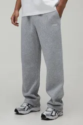 Herren Gerade Geschnittene Herren Sport Jogginghose Mit Stickerei Grey Marl Größe Large